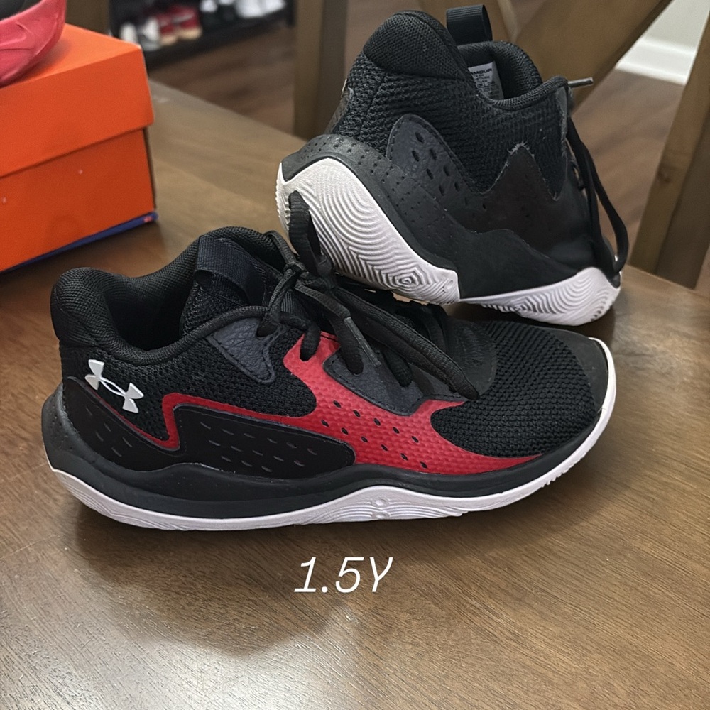 Under Armour Kids' Black and Red Athletic Sneakers